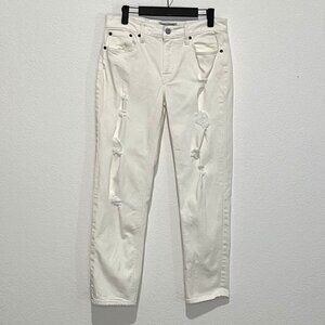 Lucky Brand Women's Sienna Distressed Boyfriend Premium Denim Jeans Sz 26 White